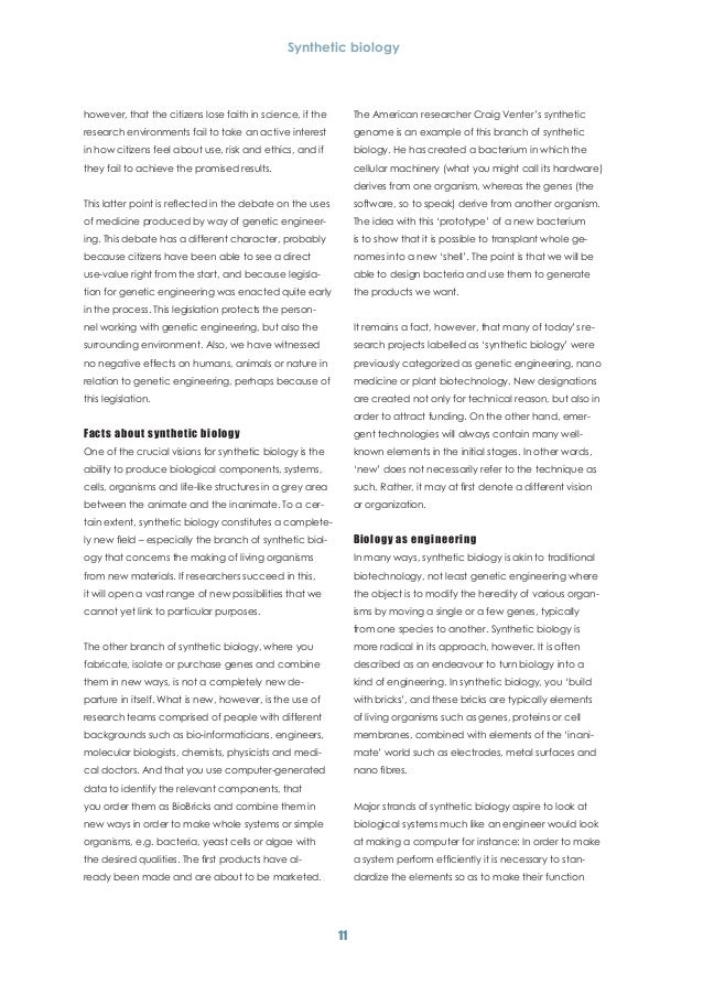 Synthetic Biology A Discussion Paper