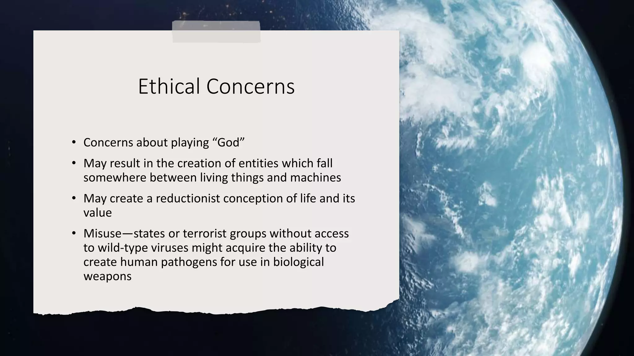 Ethical Issues in Synthetic Biology PPT