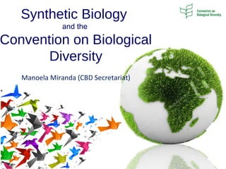 Synthetic Biology
and the
Convention on Biological
Diversity
Manoela Miranda (CBD Secretariat)
 