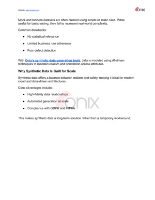 Synthetic Data vs Masked and Mock Data in DevOps Environments | PDF