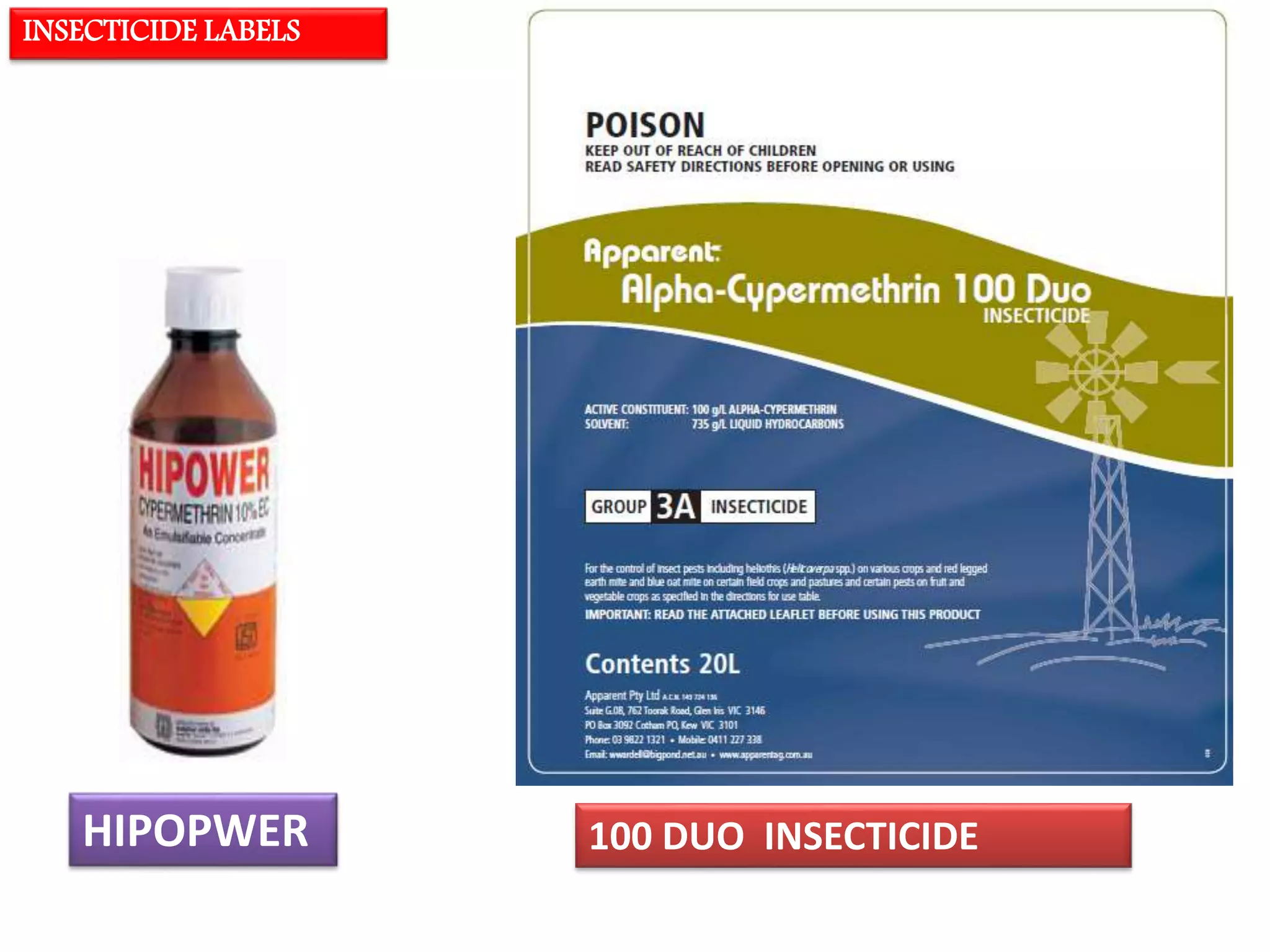 INSECTICIDE LABELS 
HIPOPWER 100 DUO INSECTICIDE 
 
