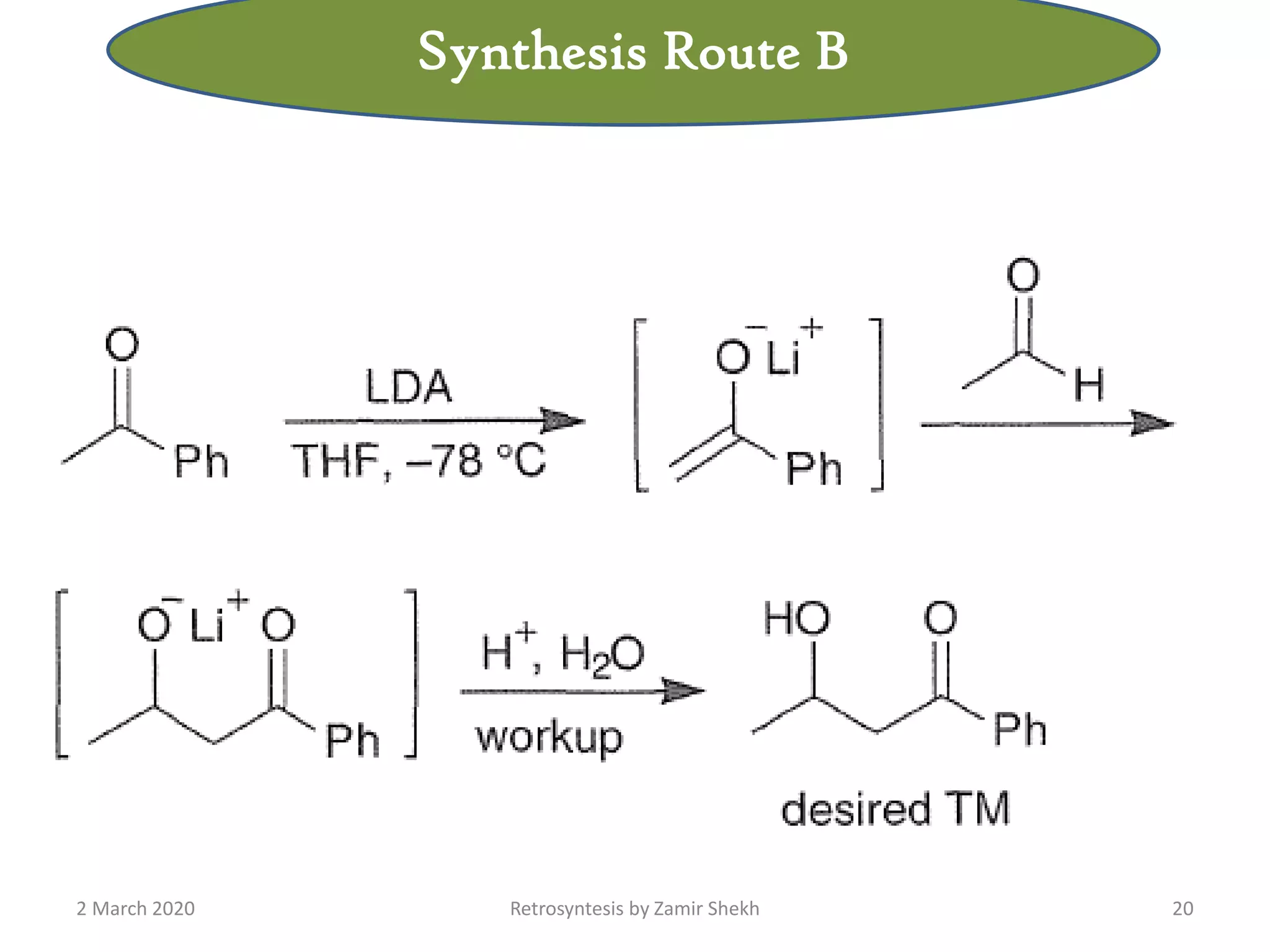 2 March 2020 Retrosyntesis by Zamir Shekh 20
Synthesis Route B
 