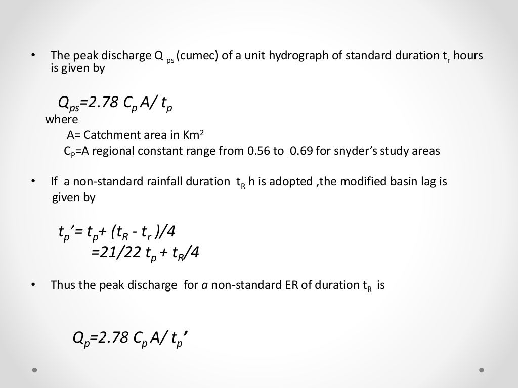 Synthetic unit hydrograph