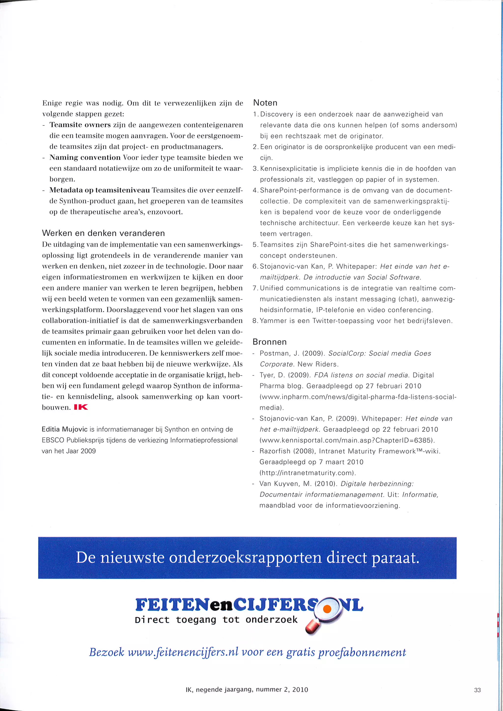 Through collaboration and knowledge sharing to innovation @ Synthon