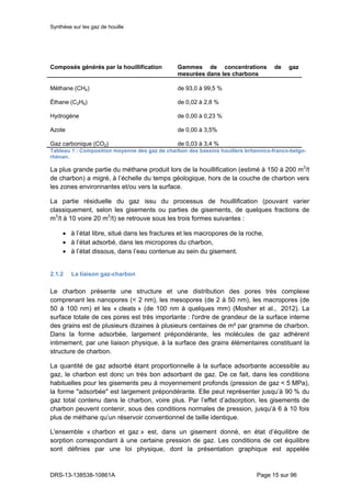 Synthèse sur les gaz de houille
DRS-13-138538-10861A Page 17 sur 96
2.1.4 Classification française des charbons et réparti...