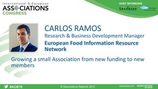 HOST SPONSORS
#ACIE15 ORGANISED BY
Research & Business Development Manager
Growing a small Association from new funding to new
members
CARLOS RAMOS
European Food Information Resource
Network
© Associations Network 2015
 