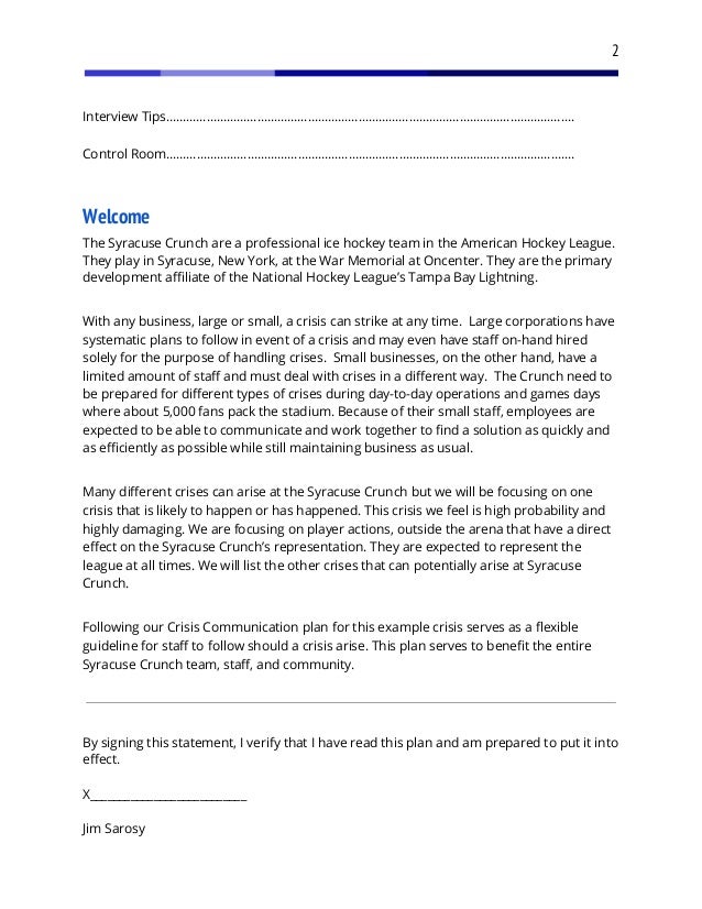 syracuse crunch crisis communication plan crisis communications plan examples