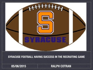 RALPH COTRAN05/06/2015
SYRACUSE FOOTBALL HAVING SUCCESS IN THE RECRUITING GAME
 