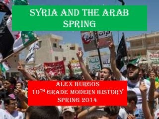 Syria and the Arab
Spring

Alex Burgos
10th Grade Modern History
Spring 2014

 