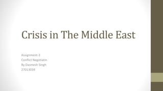 Crisis in The Middle East
Assignment-3
Conflict Negotiatin
By Dasmesh Singh
27013039
 