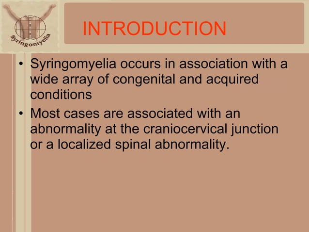 Syringomyelia Rash Syringomyelia | PPT | Death, Injury, or Military Conflict | Sensitive ...