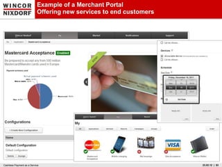 Example of a Merchant Portal
                           Offering new services to end customers




Cashless Payment as a Service                                       23.02.12 | 53
 