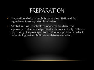Syrups & Elixirs (INTRODUCTION) | PPTX