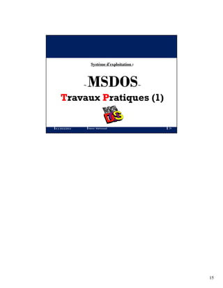 15
Système d’exploitation :
~ MSDOS~
Travaux Pratiques (1)
A.U 2012/2013 29Ramzi Mahmoudi
 