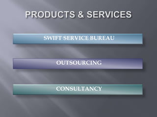 SWIFT SERVICE BUREAU



   OUTSOURCING



   CONSULTANCY
 