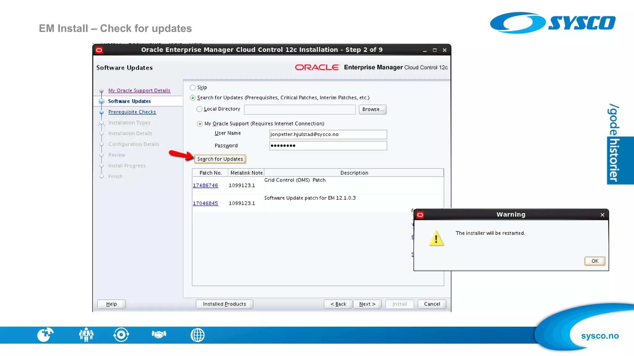 sysco.no
EM Install – Check for updates
 