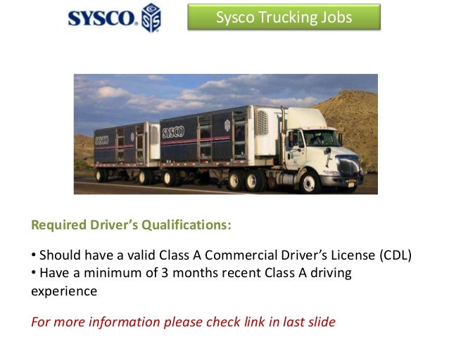 Sysco Trucking Jobs