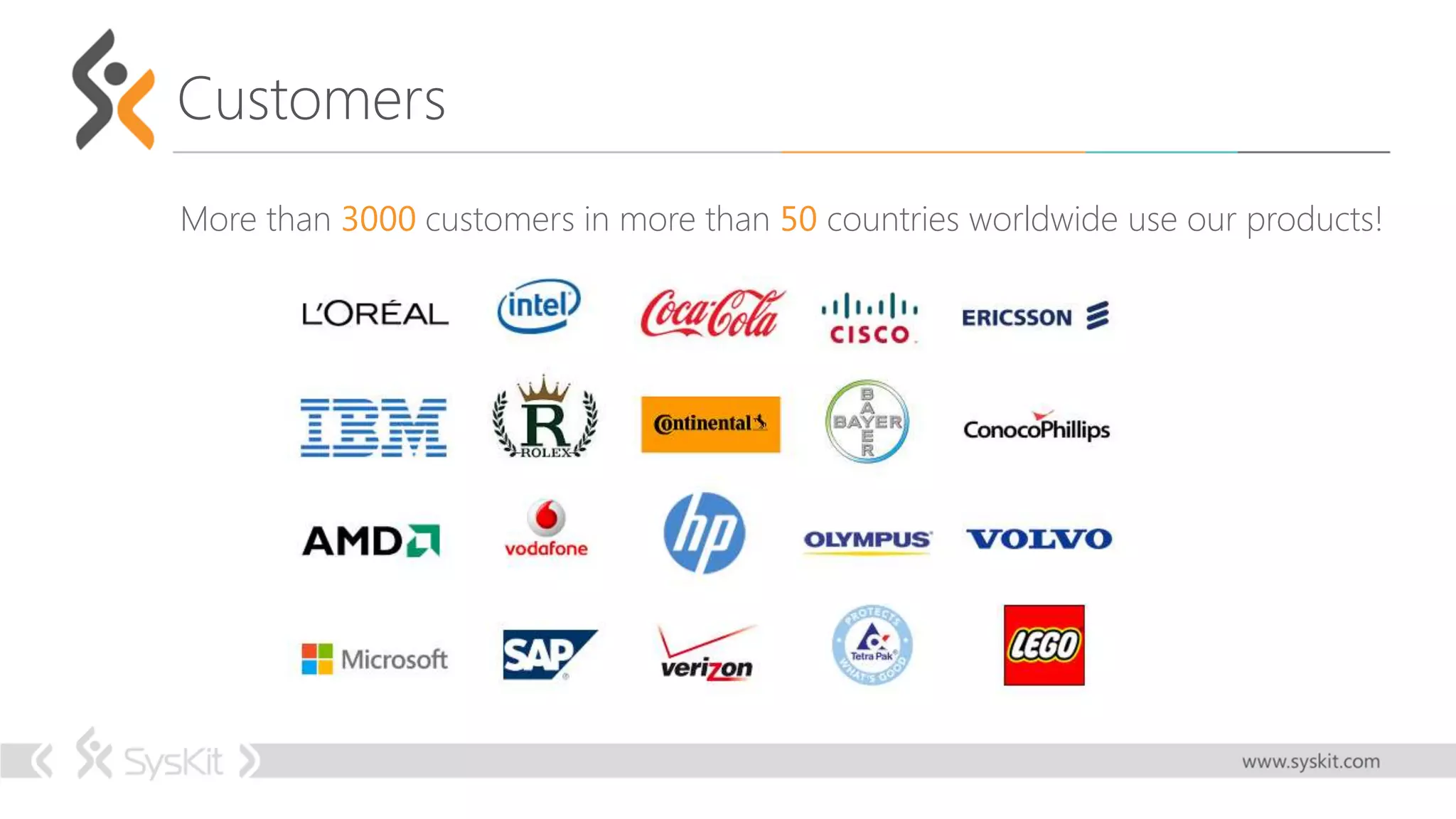 More than 3000 customers in more than 50 countries worldwide use our products!
Customers
 