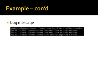 Example – con’dLog message