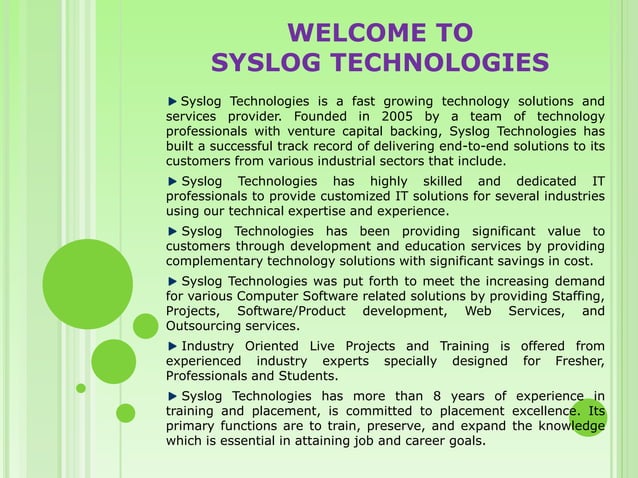Syslog Technologies | PPT