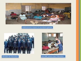 établissements moyens et secondaires généralAux ONG ,acteurs dans l’éducation.Ministère de l’éducation