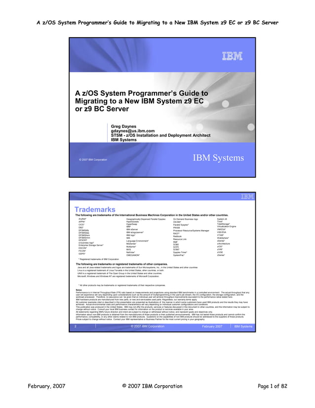 A z/OS System Programmer’s Guide to Migrating to a New IBM System z9 EC