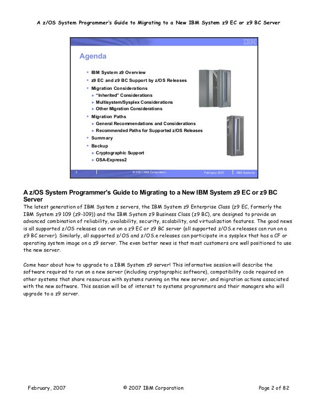 A z/OS System Programmer’s Guide to Migrating to a New IBM System z9