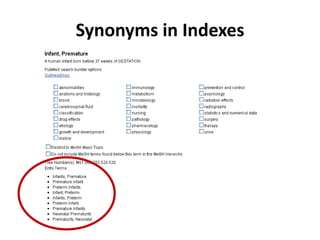 Synonyms in Indexes
 