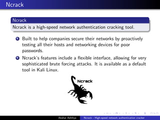 System Securirty Password Cracking Tool Ncrack | PDF