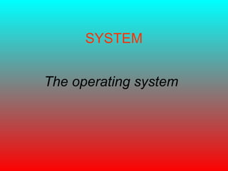SYSTEM The operating system   