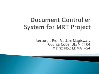Lecturer: Prof Madam Magiswary
Course Code: UESM 1104
Matrix No.: EDMA1-54
 
