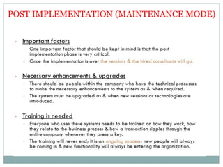 POST IMPLEMENTATION (MAINTENANCE MODE)
 