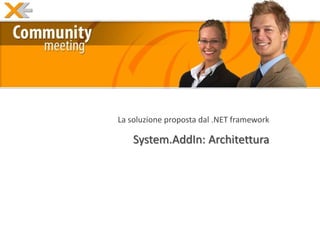 La soluzione proposta dal .NET framework

    System.AddIn: Architettura
 