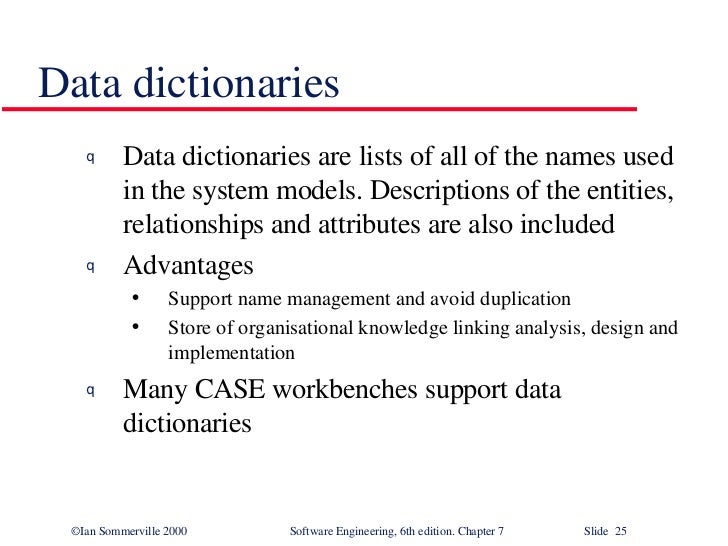 dictionary data semantic System Models SE7 Engineering in Software