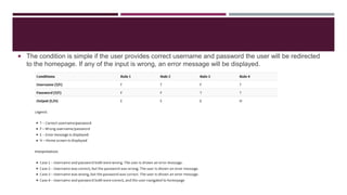  The condition is simple if the user provides correct username and password the user will be redirected
to the homepage. If any of the input is wrong, an error message will be displayed.
 