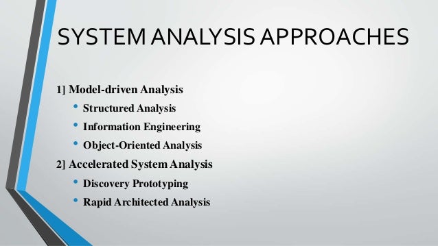 system analysis methods system analysis