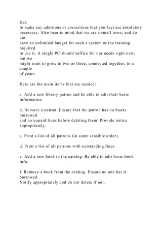 System and Problem for a Library Management System .docx