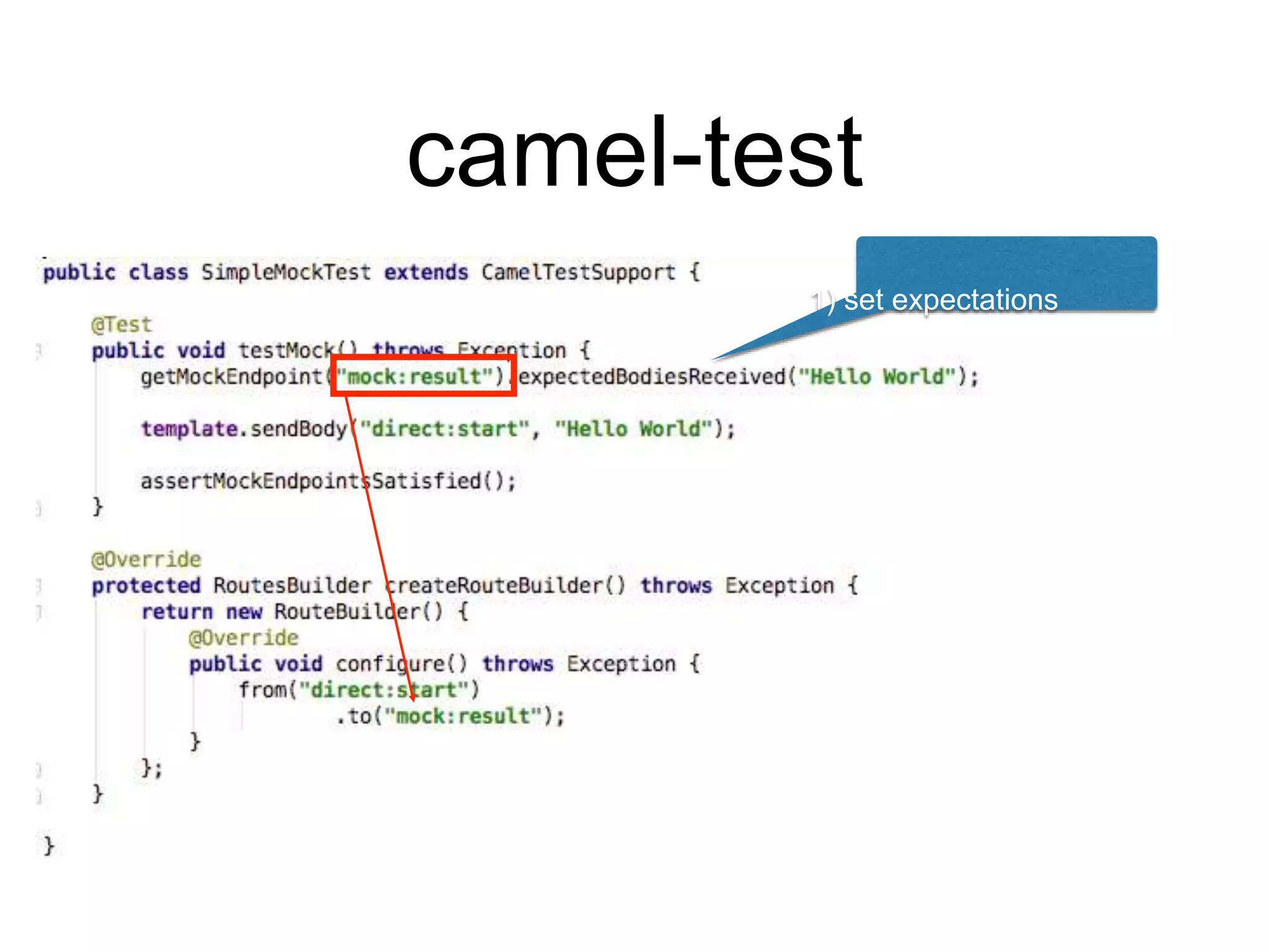 camel-test
1) set expectations
 