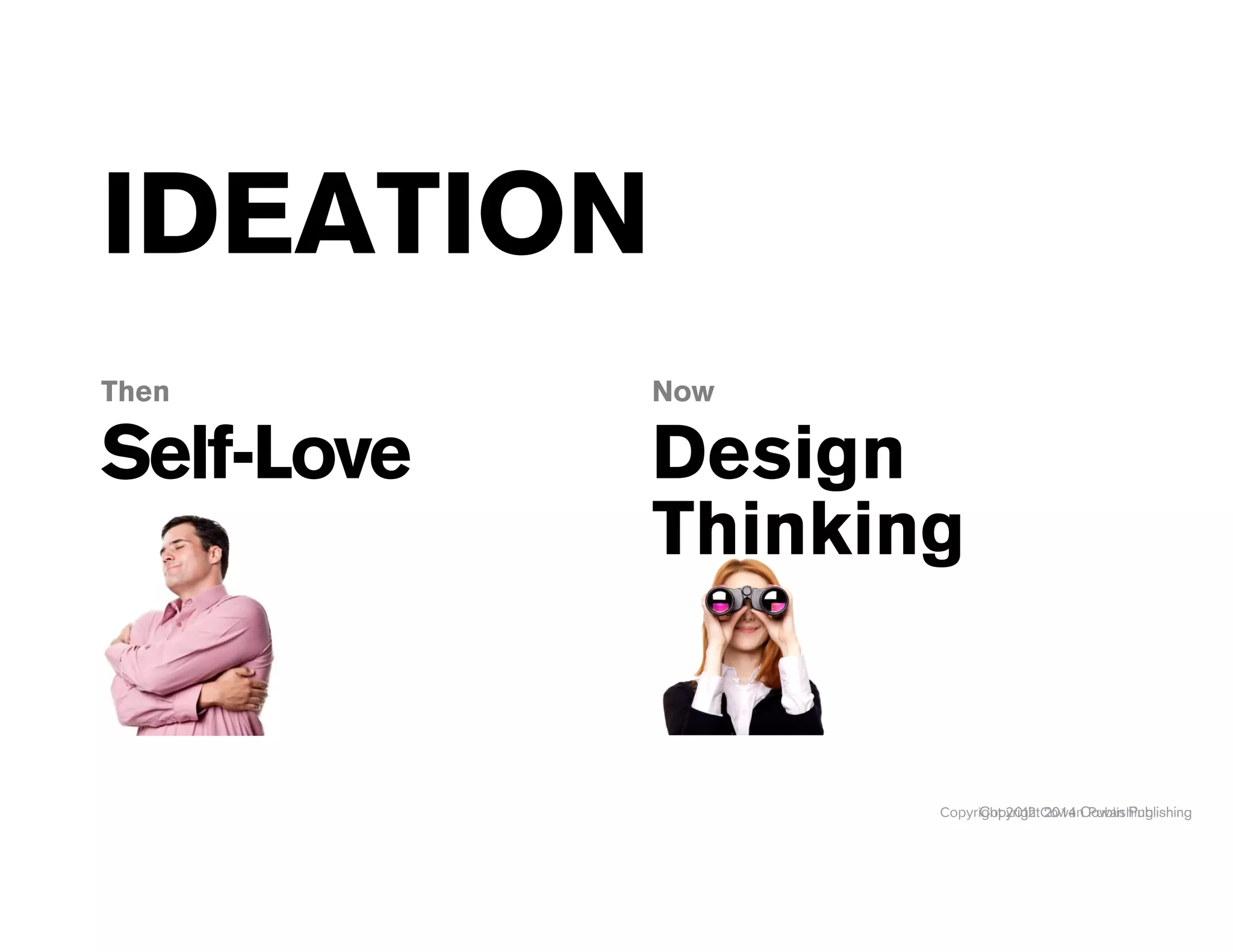 Copyright 2014 Cowan PublishingCopyright 2012 Cowan Publishing
IDEATION
Self-Love
Then
Design
Thinking
Now
 