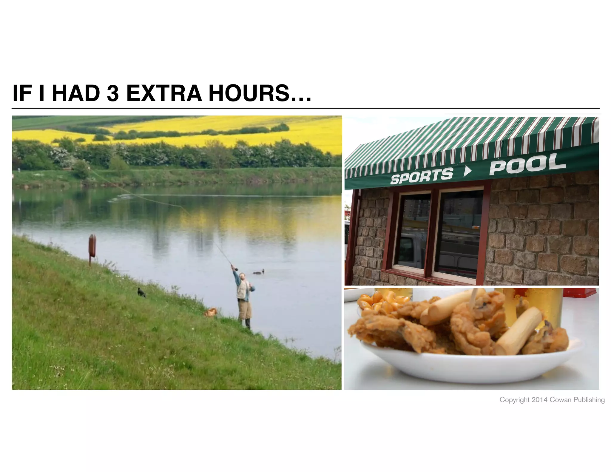 Copyright 2014 Cowan Publishing
IF I HAD 3 EXTRA HOURS…
 