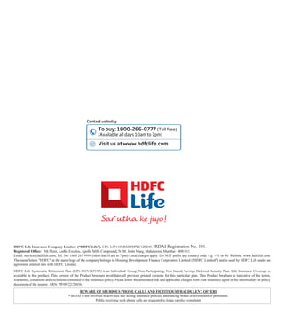 Systematic Retirement & Pension Plans Online 2023 - HDFC Life
