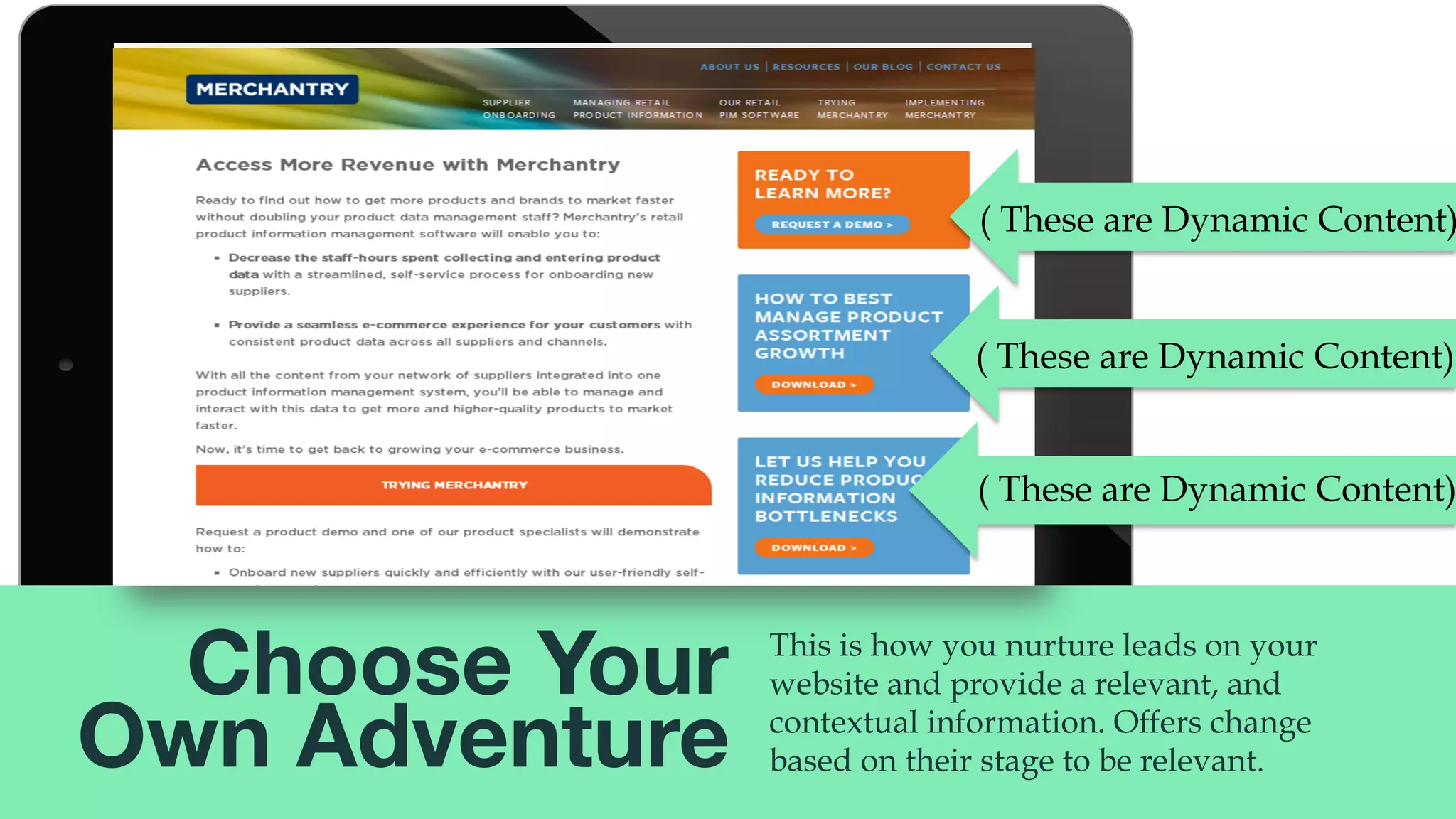 @msweezey
Choose Your 
Own Adventure
This is how you nurture leads on your
website and provide a relevant, and
contextual information. Offers change
based on their stage to be relevant.
( These are Dynamic Content)
( These are Dynamic Content)
( These are Dynamic Content)
 