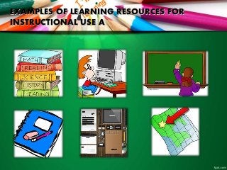 EXAMPLES OF LEARNING RESOURCES FOR
INSTRUCTIONAL USE A
 