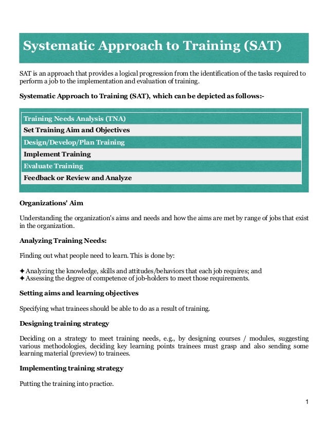 Systematic Approach To Training Systematic Approach To Training