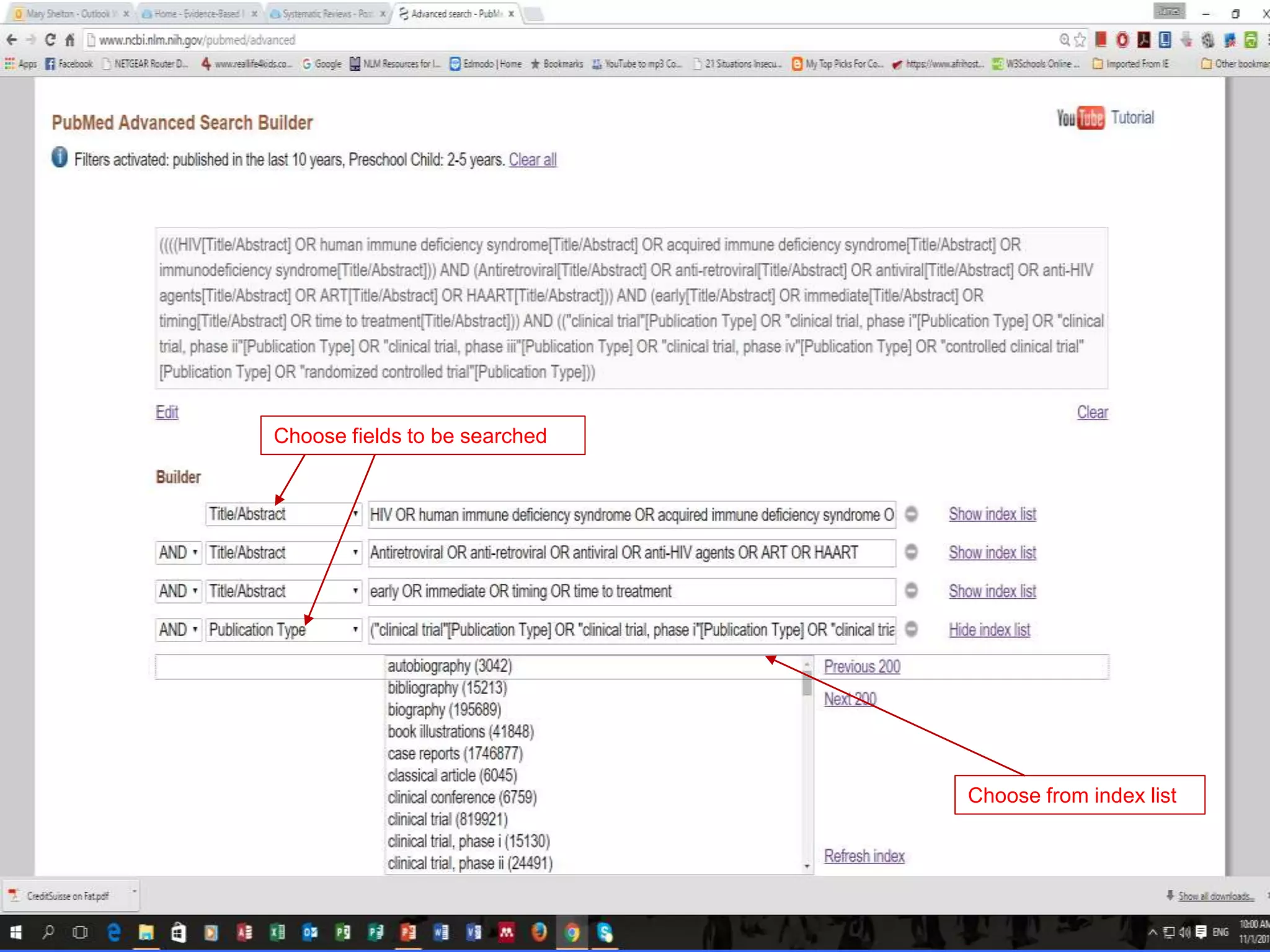 Choose fields to be searched
Choose from index list
 