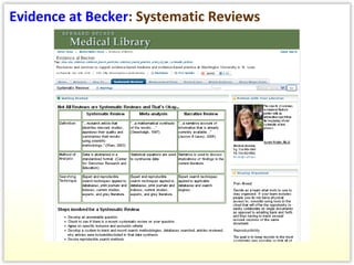 Evidence at Becker : Systematic Reviews 
