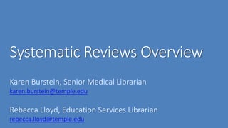 How to Conduct and Publish Systematic Reviews and Meta-Analyses - Penn  Dental Medicine