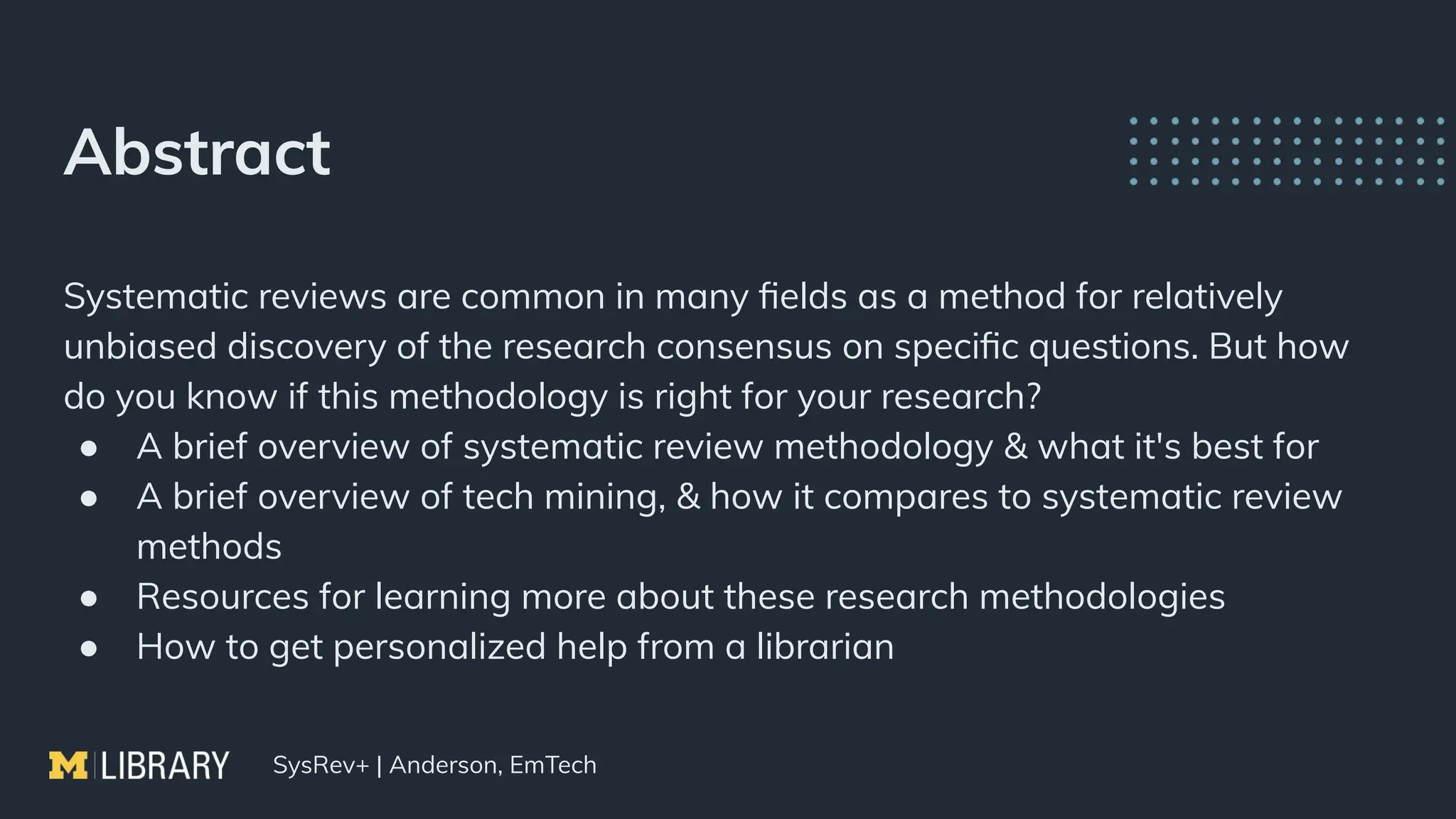 Systematic Reviews, Tech Mining, and Other Knowledge Synthesis Beasts ...