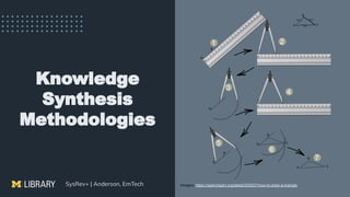 Systematic Reviews, Tech Mining, and Other Knowledge Synthesis Beasts ...