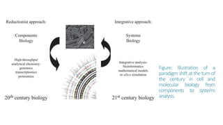 Figure: Illustration of a
paradigm shift at the turn of
the century in cell and
molecular biology from
components to systems
analysis.
 